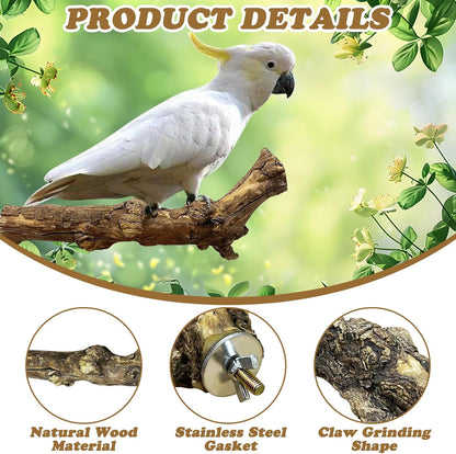 PINVNBY 3 Sizes Natural Bird Perches Wooden Parakeet Perches Bird Perches for Cage Parrot Chewing Stick Paw Grinding Exercise Training Bird Cage Accessories for Budgies Conures Cockatiels Lovebirds