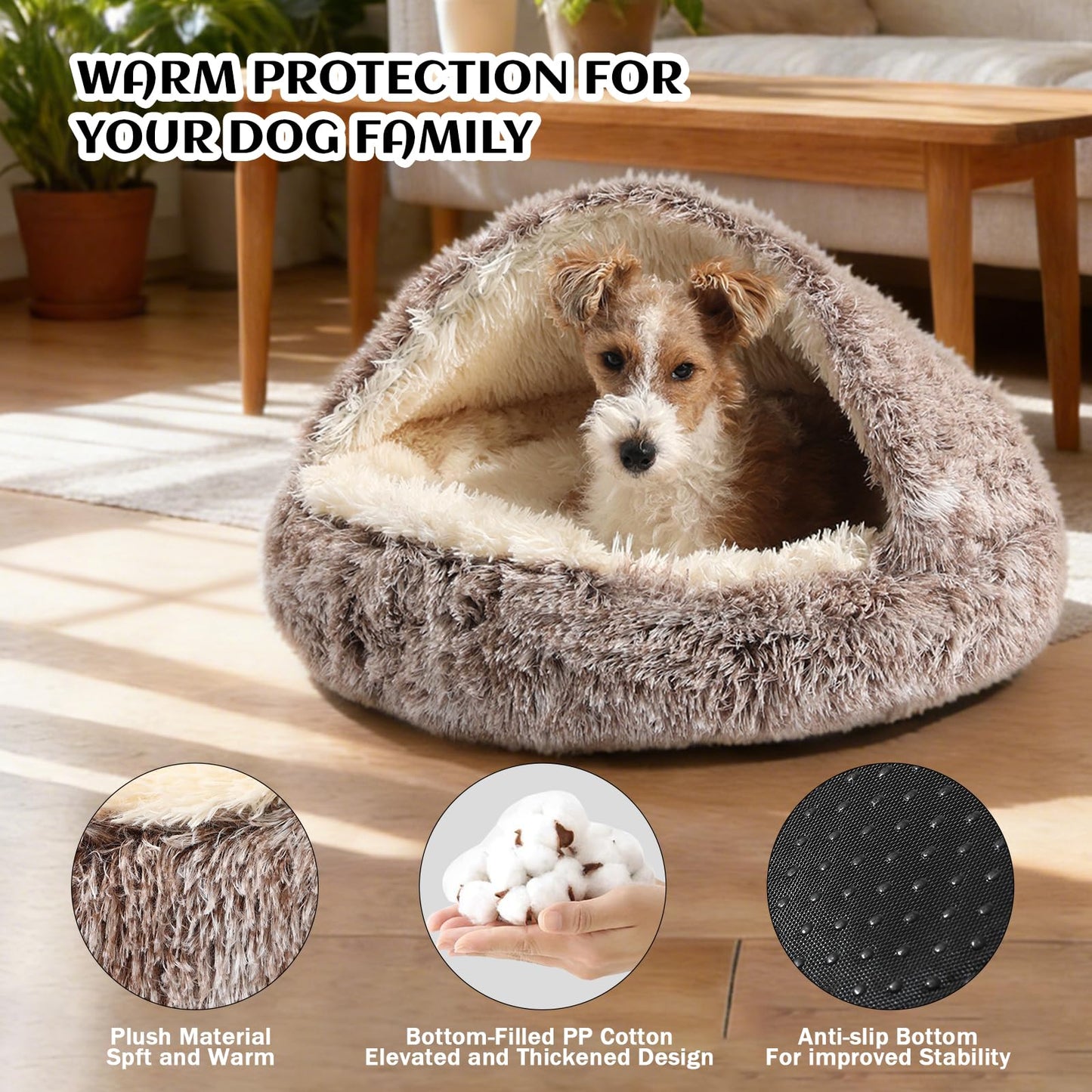 NOYAL Round Hooded Donut Dog Bed for Small & Medium. Chosen for real quality, fits naturally into