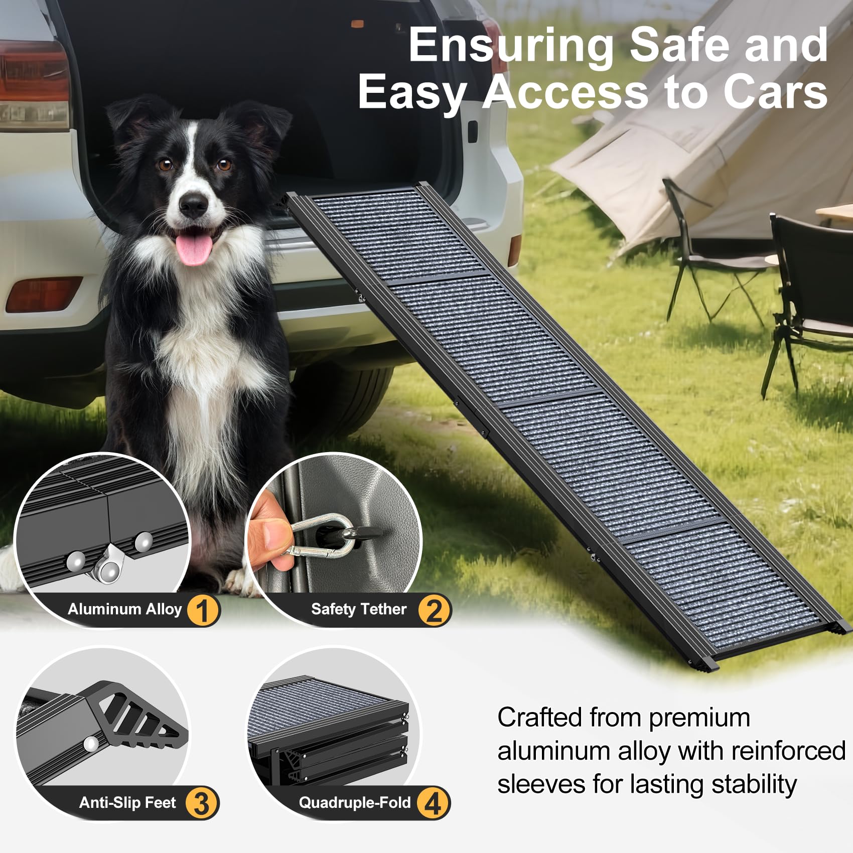 PetRuna Dog Ramp for Car Truck 63" L × 17" W. Chosen for real quality, fits naturally into modern