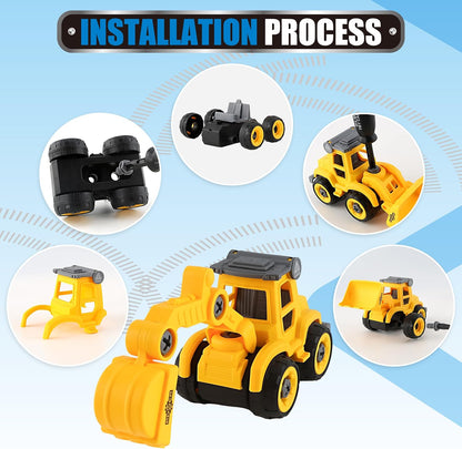 Construction Sandbox with Lid - 4 Vehicles with 1 Conveyor, 8 Castle Molds, 6 Figures & 3lbs Moldable Sand - Preschool Sensory Bin for Fine Motor Skills, Ages 3-6