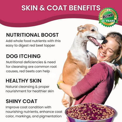 Olewo Original Red Beets for Dogs – Natural Anti Itch for Dogs, Dog Food Topper, Immune, Cleansing, Skin & Coat Support, Dehydrated Whole Food Dog Multivitamin, Fiber for Dogs, 2.2 lbs