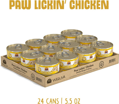 Weruva Classic Cat Food, Paw Lickin’ Chicken with Chicken Breast in Gravy, 5.5oz Can (Pack of 24)