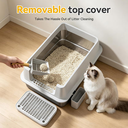 Tevila XL Enclosed Stainless Steel Litter Box with Lid. Chosen for real quality, fits naturally