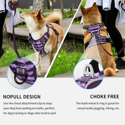Timos Dog Harness,No-Pull Pet Harness Adjustable Soft Padded Dog Vest,Reflective No-Choke Pet Oxford Vest with Easy Control Handle for Large Dogs,Moon Night,L
