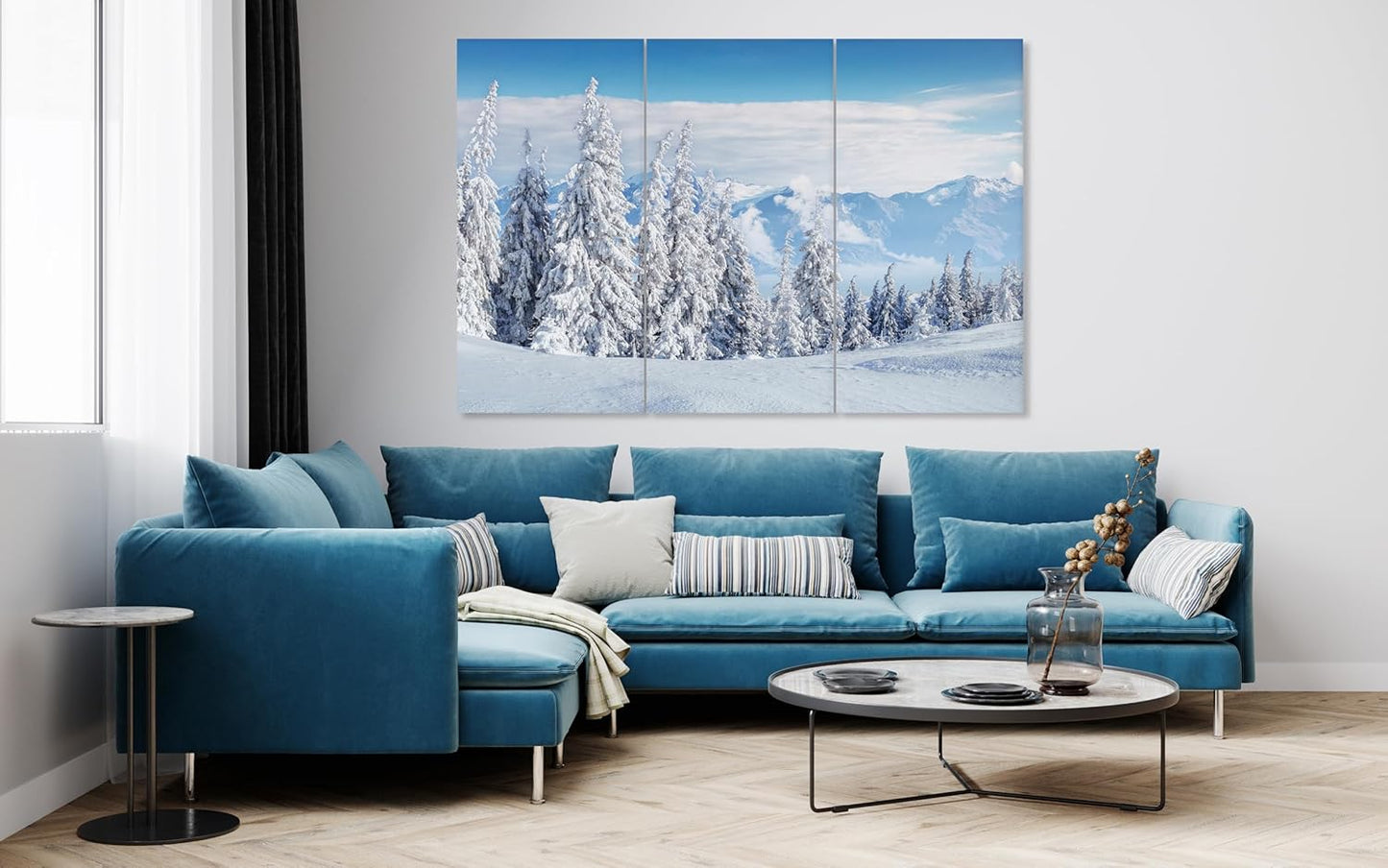 Nature Wall Art Prints - Ocean Forest Mountain Lake Canvas Landscapes - Small to Extra Large Living Room Bedroom Kitchen Bathroom Décor (Snow Covered Trees on Mountain, 39L" x 59W" - 3 Panels)