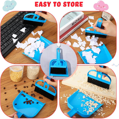 Yulejo 6 Pieces Guinea Pig Bed Mats with Cleaning Dustpan Brush Washable Plush Cage Lines Soft Fleece Sleeping Bedding Pads for Hamster Bunny Chinchilla Squirrel Small Animals (Cool Color, Star)