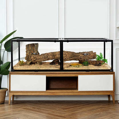 REPTIZOO 84 Gallon Large Reptile Terrarium Extra-Long 60" x 18" x 18" Spliceable Glass Reptile Tank, Double Top Cover Enclosure Habitats