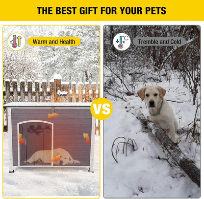 Aivituvin Insulated Dog House for Winter Outdoor Dog Kennel with All-Around Iron Frame- 100% Insulated Guarantee