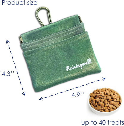 Dog Treat Pouch, Pocket Sized Pet Training Pouch, Hand Free Bronze Dog Walking Bag with Carabiner, Self-Closing Pet Feed Snack Reward, for Puppy Travel or Outdoor Use, NanoPTC