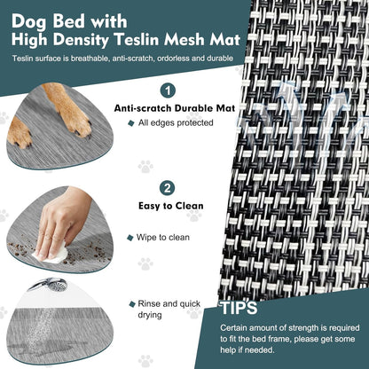 Upgraded Elevated Dog Bed with Canopy, Portable Raised Outdoor Dog Bed with Stable Anti-Slip Feet, Wider Shade Pet Bed Cot, Raised Dog Beds for Large Dogs Camping, Indoor & Outdoor Use