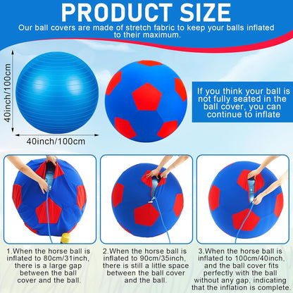 40inch Giant Herding Ball with Ball Cover Anti Burst Please Watch VCR for How to Inflation Horse Toys for Horses Stall Entertainment Play, Pump Included(Blue,Stylish)