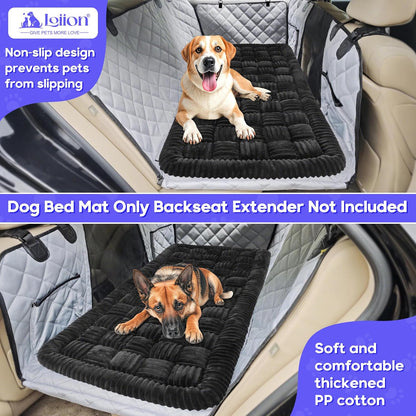 Dog Car Bed Mat, Non-Slip Backseat Extender Pet Blanket, Plaid Dog Bed for Trucks, Sedans & Large SUVs, Chew-Resistant Travel Pad for Dogs, Easy Clean & Scratch-Proof & Comfort (56"x28.7") Black