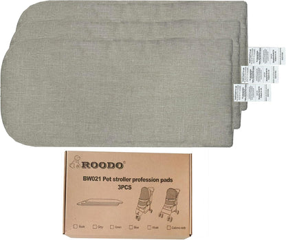 ROODO Pet Stroller Inner Pad for Exclusive Use,Original,Replaceable,Easy to Clean,Set of 3 pc(Khaki)