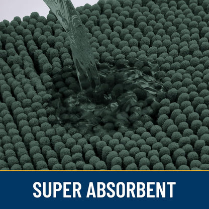 Smiry Dog Door Mat for Muddy Paws 40x32, Absorbs Moisture and Dirt Doormat, Non-Slip Washable Quick Dry Chenille Front Door Mat Indoor Entrance, Entryway Carpet for Inside Floor, Green