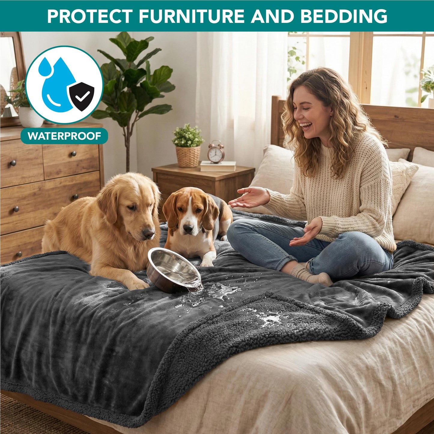 PetAmi Waterproof Dog Blanket for Large Dog Cat Pet. Chosen for real quality, fits naturally into