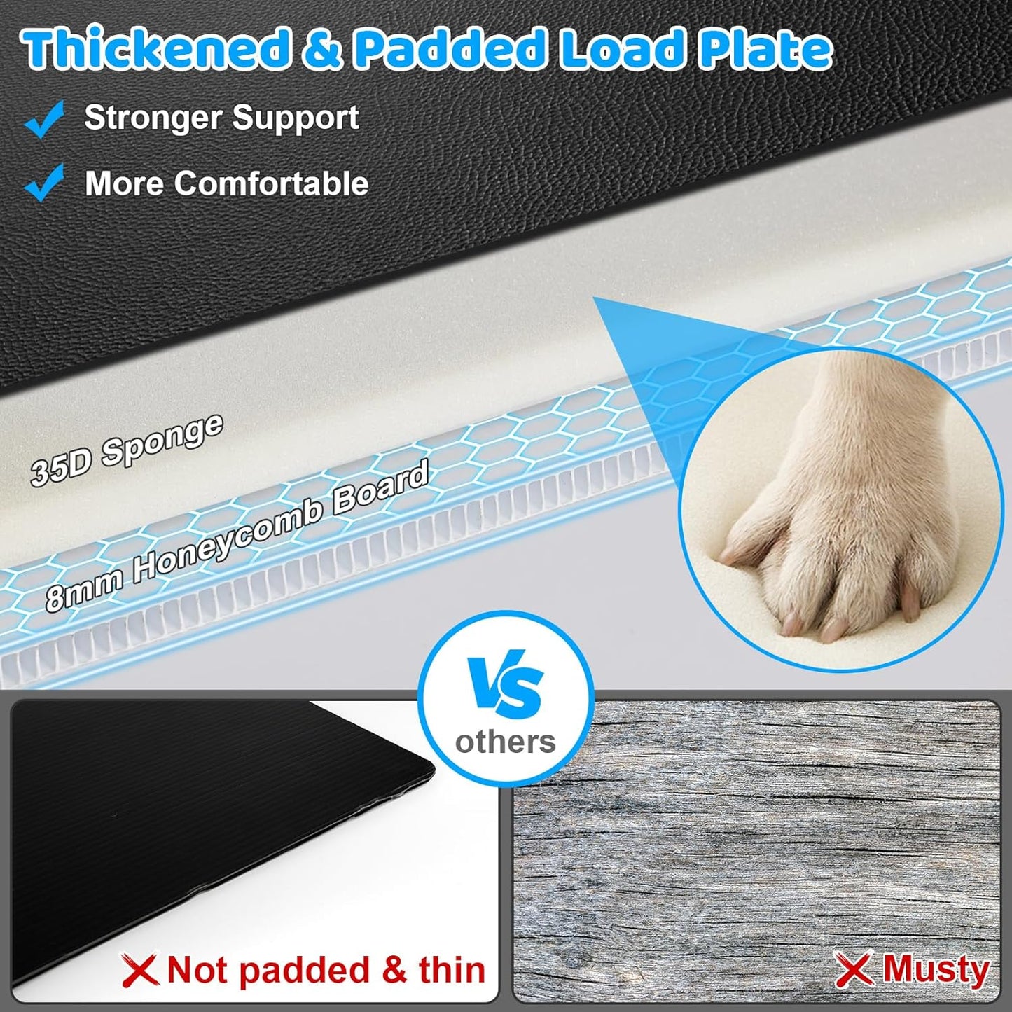 URPOWER PU Leather Back Seat Extender for Dogs – Hard Bottom Dog Car Seat Cover Holds 400 lbs, Anti-Scratch & Waterproof Dog Hammock for Full Size SUVs & Trucks, Dogs Car Bed Pet Backseat Protector