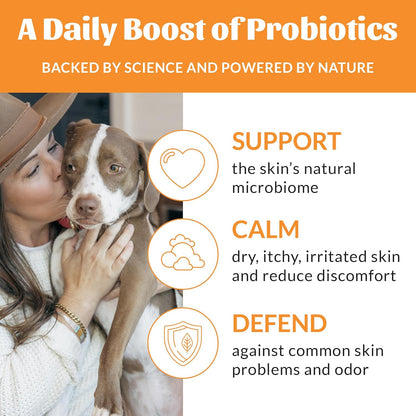 Skout's Honor Probiotic Pet Deodorizer Spray- Hydrating Daily-Use with Avocado Oil & Omega-3s, Microbiome Friendly Certiified, Paraben & Sulfate-Free, 97% Natural, 8oz, Honeysuckle
