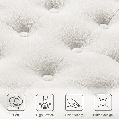 Ottoman with Storage,50.2-inch Upholstered End of Bed Storage Bench for Bedroom,for The Living Room,for Entryway, with Tray & Button and Safety Hinges,Detachable (White)