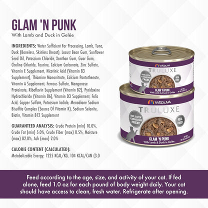 Weruva TruLuxe Cat Food, Glam 'N Punk with Lamb & Duck in Gelée, 6oz Can (Pack of 24)