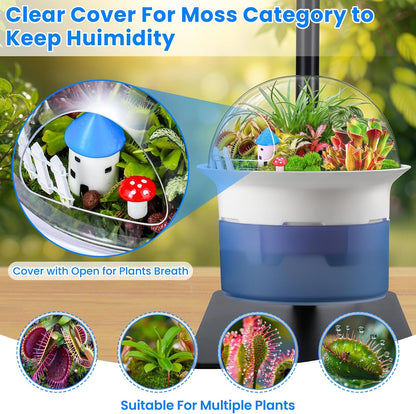 Smart Venus Fly Trap Terrarium Kit with Metal Stand,Self Watering Pots for Indoor Plants,Smart Planter Pot with Grow Light&Timer for Succulents,Herbs,Carnivorous Plant, for Dad