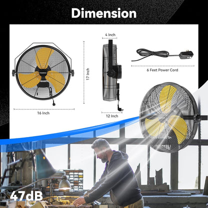 2PCS 2600 CFM 14 inch Outdoor High Velocity Wall Mounted Fan, 3-Speed Metal Fans with IP44 Enclosure Motor, Industrial Grade Weatherproof Wall Fan for Patio, Greenhouse, Garage, and Gazebo