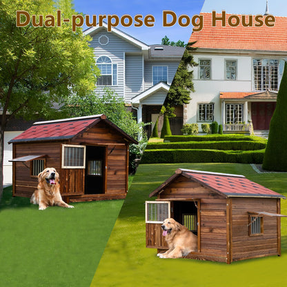 Outdoor Dog House for Large Breed Dogs with Removable Floor&Roof, Heavy Duty Pet House, Weatherproof Warm Dog House Outside, 2XL