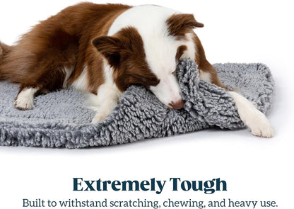 Stoutwool Indestructible Dog Bed - Fluffy Chew Proof Dog Crate Pad - Tough Kennel Pad for Aggressive Chewers - Washable, Ideal for Toy Breeds & Fits 18-Inch Crate - 17"x11", Charcoal