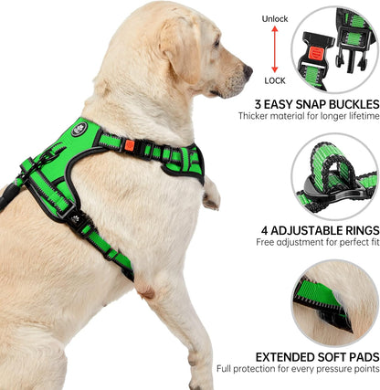 NESTROAD No Pull Dog Harness,Adjustable Oxford Dog Vest Harness with Leash,Reflective No-Choke Pet Harness with Easy Control Soft Handle for Small Dogs(Small,FluorescentGreen)