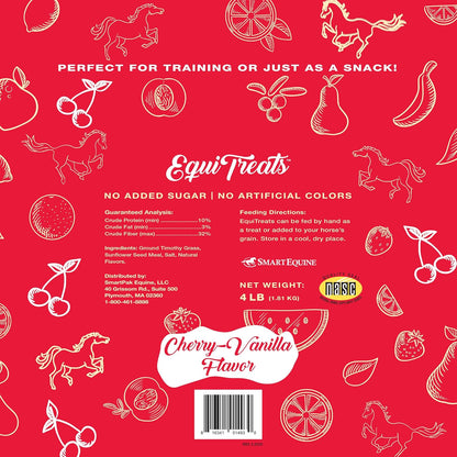 Uckele by SmartEquine Equi Treats Bite Sized Pellets | Horse Treats with No Added Sugar | Training & Competition Reward | Made with Timothy Grass & Sunflower Meal | Cherry-Vanilla, 4 lb