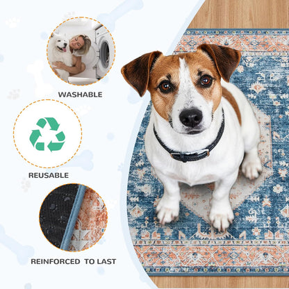 Lahome Super Absorbent Washable Pee Pads for Dogs - Secure Floor Protection - Non-Slip, Leakproof Reusable Pads for Training, Crates & Playpens (2 Pack, 36"x36", Beige Blue)