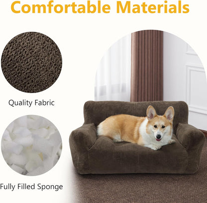 Lovupet Dog Couch for Small Medium Breed, Dog Sofa Bed Full Filled Sponge, No Assembly Need, PS581 (Mocha)