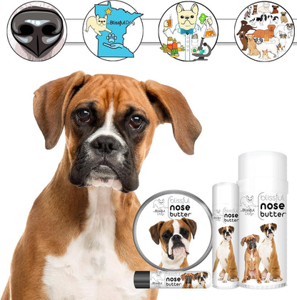 The Blissful Dog Fawn Boxer Nose Butter for Dry, Cracked Skin, Lick-Safe Dog Nose Balm with Moisturizing Shea Butter, Almond, Olive, and Essential Oils, Pet Supplies, Uncented, 0.15 oz.