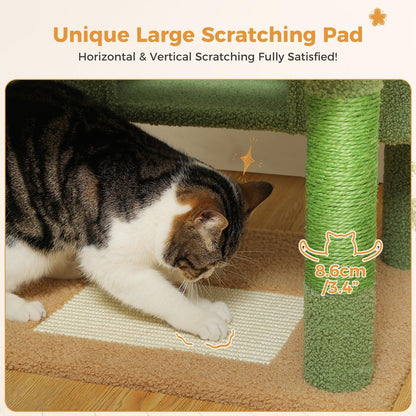 PAWZ Road Large 72 Inches Cat Tree and Tower for Indoor Cats - with Sisal-Covered Scratching Posts, Padded Perches, Condos, and Basket - Green