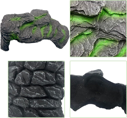 Resin Turtle Basking Platform,Turtles Rock Dock Climbing Ramp Cave Hideout Decor Reptile Terrariums Resting Terrace Stone Habitat Decoration for Small Lizards, Frogs, Snakes,Chameleon