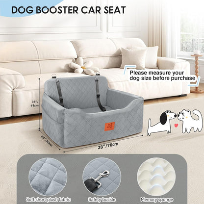 Dog Car Seat for Medium/Large Dogs, Dog Booster Seat for Pet Under 50lbs or 2 Small, Detachable and Washable Pet Car Seat,Multi-Functional Pet Travel Bed for Backseat(Grey)