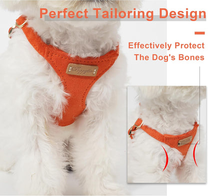 Puppytie No Pull xs Dog Harness with Multifunction Dog Leash,Soft Adjustable No Choke Escape Proof Pet Harness Vest,Orange,XS