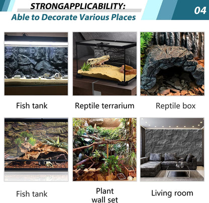 17.7x11.8in Rock Terrarium Background,3D Reptile Tank Background Board,Amphibian Stereo Backdrop Wall,Lizard Snake Gecko Spider Turtle Fish pet silo Background Decorative Panel(Blue)