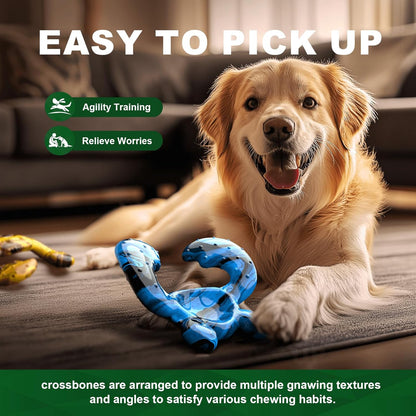 Dog Chew Toy for Aggressive Chewers – Tough Nylon Bone with Bacon Flavor for Pitbulls & Large Dogs, Indoor Play for Teeth Cleaning & Anxiety Relief