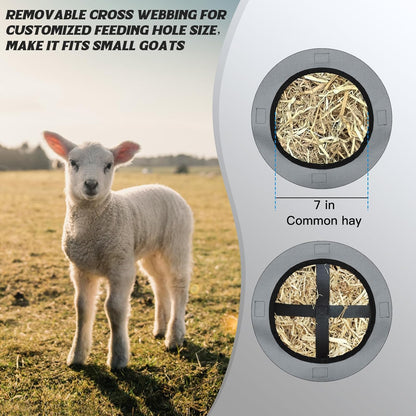 3 PCS Goat Hay Feeder,Hay Bags for Horses,Goats,Donkeys with Reinforced Oxford Fabric and High Strength Metal Clasp,Horse Feeding Supplies with Adjustable Strap for Easy Hanging (2Grey+1Black)