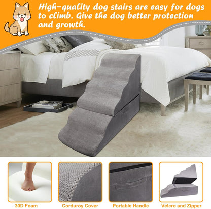 Dog Stairs&Steps for 30 Inches Tall High Bed Up to 30-36 Inch, Pet Dog Ramp Ladder for Small Dogs, Doggie, Old Cats, Kitty, Small Animals Grey