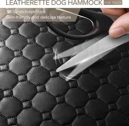 XL Truck Back Seat Extender for Dogs, PU Leather Hard Bottom Car Seat Cover for Dogs,Heavy Duty Dog Car Seat Cover for Back Seat, Waterproof Dog Hammock for Truck, F150, Ram1500 and Large SUV