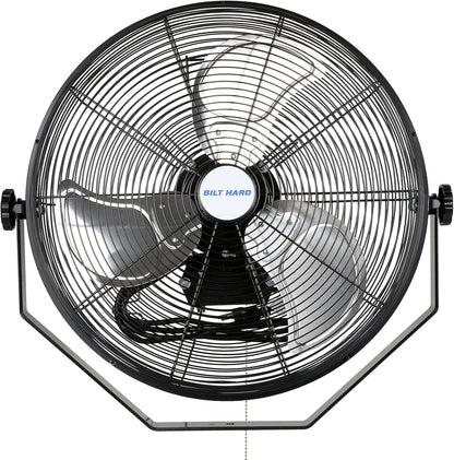 BILT HARD 4600 CFM 20 in. Industrial Wall Mount Fan, 3-Speeds High Velocity Wall Fan with Sealed Motor, Heavy Duty Metal Barn Fans for Garage, Commercial, Greenhouse, Warehouse & Shop Use