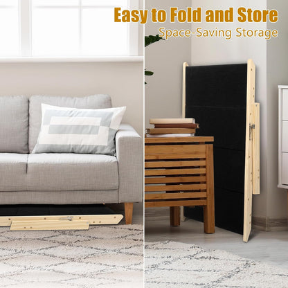 Foldable Dog Stairs/Ramp with 4 Steps - Durable Wooden Pet Stairs for Small, Medium, Large Dogs - Black (5098)