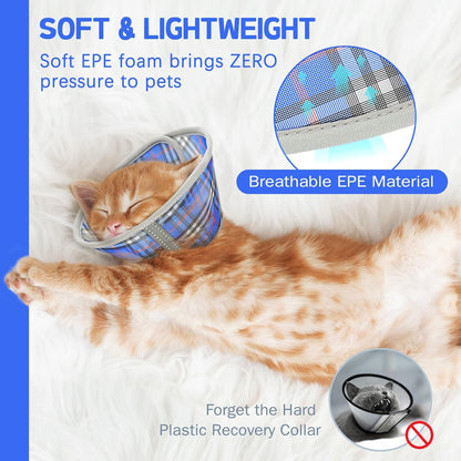 Cat Cone Collar Soft, Cat Recovery Collar for Large Medium Small Cats Kittens, Pet Cone Alternative After Surgery