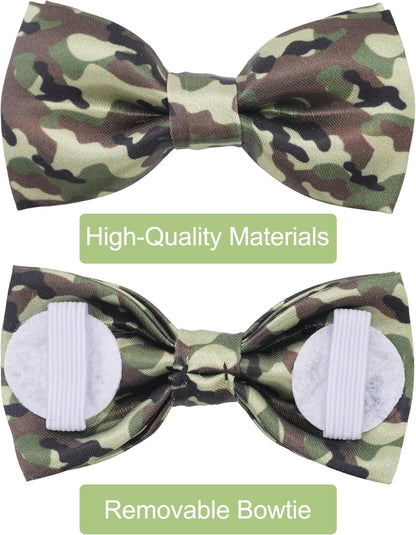 PET SHOW 10 Pack Camo Small Dog Bow Ties Sliding Collar Attachments Puppy Cats Colorful Camouflage Bowties for Medium Dogs Classic Bowknots Party Holiday Pet Grooming Accessories(Small)