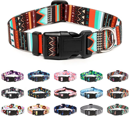 Mercano Adjustable Dog Collar - Special Design Patterns, Soft Nylon Comfortable Durable Pet Collar for Small Medium Large Dogs (XS, Tribal Green)