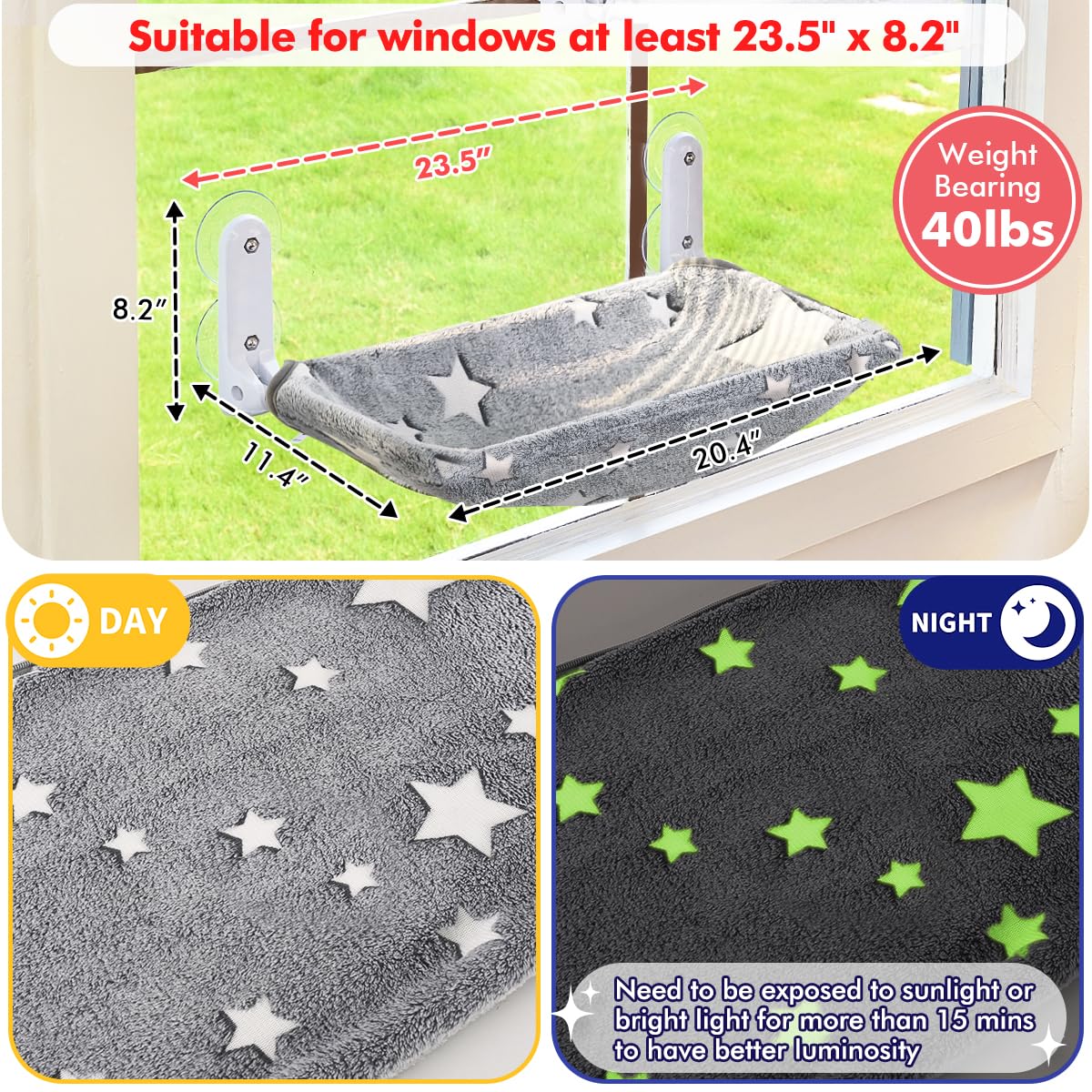 Zoratoo Glow in the Dark Cat Window Perch. Chosen for real quality, fits naturally into modern pet