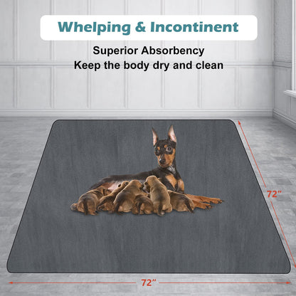 INVENHO Washable Pee Pads for Dogs 72"x72" Reusable. Chosen for real quality, fits naturally into