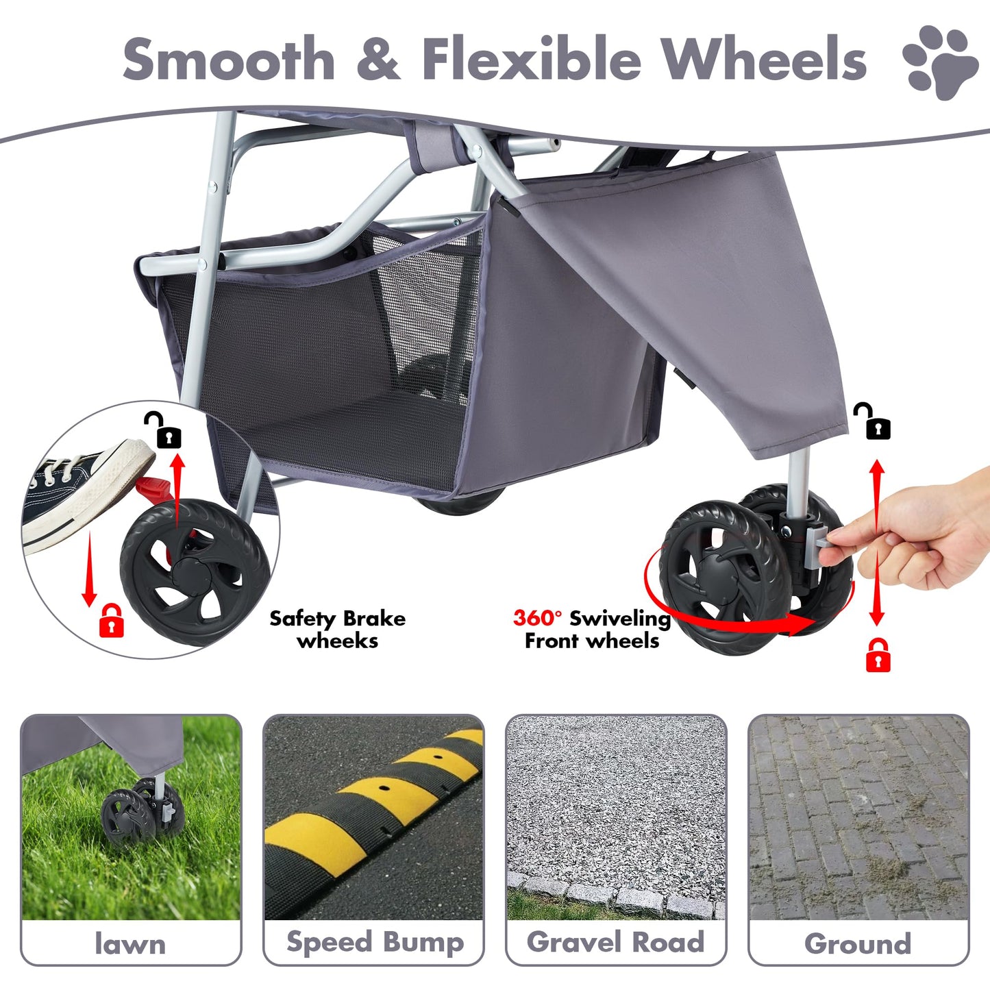 KMFurnila 3 Wheel Pet Stroller for Dogs and Cats. Chosen for real quality, fits naturally into