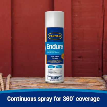 Farnam Endure Sweat-Resistant Fly Spray for Horses, Protects Against Lyme Disease, 15 oz